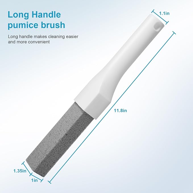8 Pack Pumice Stone Toilet Bowl Cleaner with Long Handle - Replaceable Toilet Pumice Stone, Equipped with 2 Handles and 8 Floating Stones for Cleaning Toilets, Bathtubs, Grills, Swimming Pools, Sinks