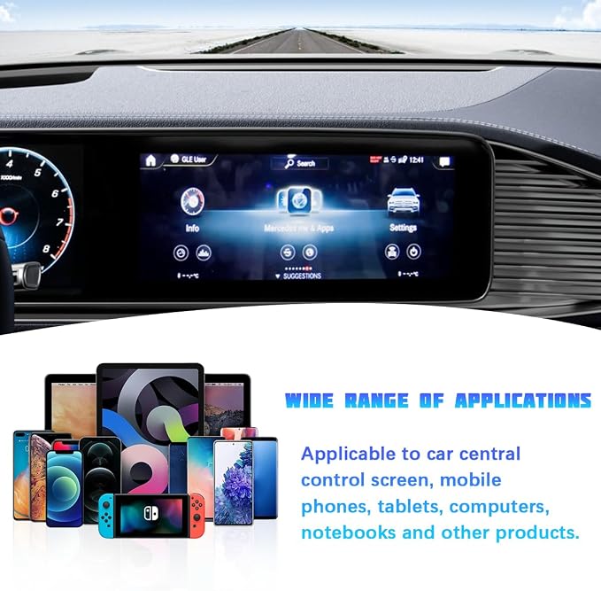 Car Screen Cleaner, Microfiber Cloth Vehicle Touchscreen Cleaning Wipes, Foldable Automotive Interior Cleaning Pad Accessory for Dashboard LCD Display, Universal for Truck SUV RV (Square/Blue)
