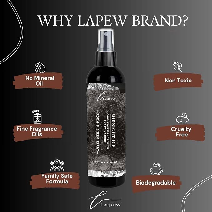 Lapew Room & Linen Spray | Fragrance Mist for Home, Car & Office | Fabric & Air Freshener | Neutralizing Mist | Made in USA | Midnight Ice