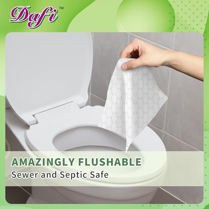 DAFI Flushable Wipes for Adult Wet Wipes, Total 720 Unscented Toilet Wipes Flushable, No Alcohol & 100% Plant Based Fibers, Septic and Sewer Safe Pack of 9