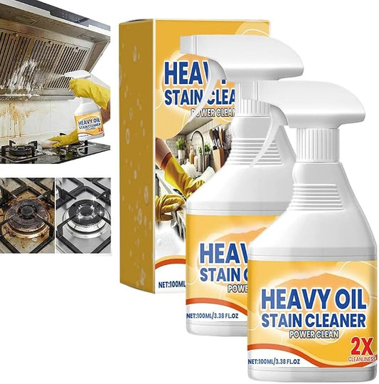 Kitchen Heavy Oil Cleaner, Heavy Duty Stove Top Cleaner & Oven Cleaner - Bio-Enzyme Degreaser for Range Hood Stove & Oven, Lemon Scent (2pcs 100ML)