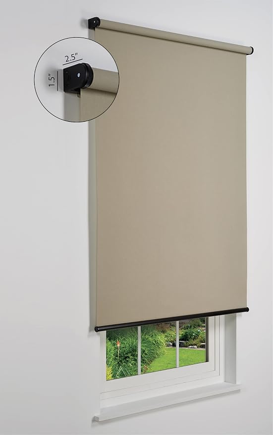 Customizable Cordless Light Filtering Sierra Collection Roller Shade, Taupe 24" to 29" W X 66" H (Arrives 1/4" Narrower)