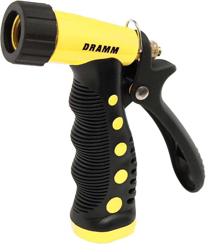 Dramm ColorStorm Premium Pistol Spray Nozzle – Heavy-Duty Adjustable Garden Hose Sprayer with Ergonomic Grip & Variable Water Patterns for Garden, Car, Deck, and Outdoor Cleaning – Yellow