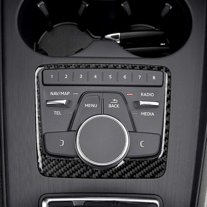 Real Carbon Fiber Trim for Audi Accessories | for B9 A4 S4 A5 S5 2017-2019 / RS5 2018 2019 Center Console Mini Display Panel Frame Interior Thick Overlay Decal