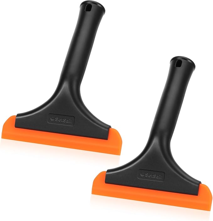 SetSail Shower Squeegee for Glass Doors, Small Squeegee for Shower Glass | Mini Silicone Squeegee for Window Cleaner Tool Bathroom Squeegees for Car Window Cleaning, 2 Pack