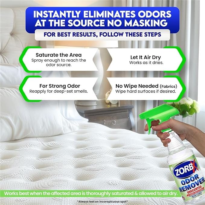 ZORBX Unscented Odor Eliminator Spray Set, 2+16+32 Oz, Hospital-Grade | Permanent Odor Remover for Pet & Human Urine, Smoke & Strong Odors, Carpet, Upholstery, Mattress, Bathroom, Basement & More