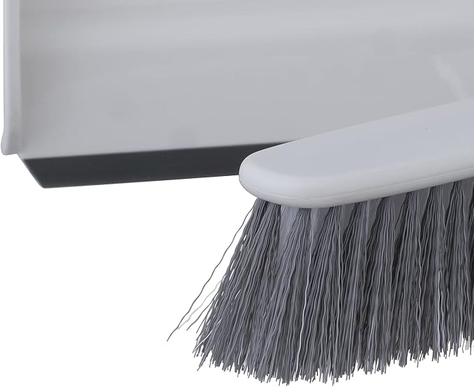Superio Brush and Dustpan Set, Rubber Edge for Easy Dirt Pickup, Durable Plastic Broom Set with Ergonomic Grip Handle, for Table, Countertop, Desk (1)
