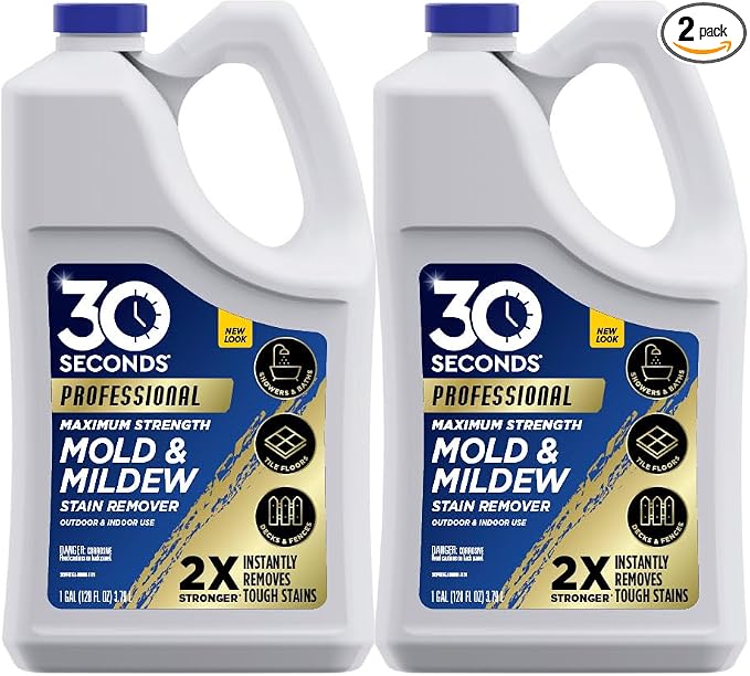 30 SECONDS Pro Mold and Mildew Stain Remover | Scrub Free | Brighter Results Instantly | Ready To Use Refill | 128 fl. oz. (2 PACK)