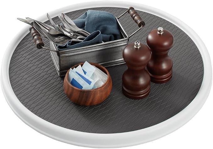 Copco 18 Inch Lazy Susan Turntable Organizer - Nonslip Rotating Cabinet Organizer for Kitchen Pantry, Under Sink, Countertop Storage, Rimmed Edge, Wipe Clean