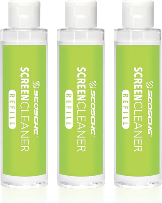 Scosche SCOCLNR Refill Bottles for Streak-Free Electronic Screen Cleaner Spray and Wipe Cleaning Kit for TV, Computer, Phone, iPhone, iPad, Laptop, MacBook, Car Touchscreen, 3 Pack of Refills