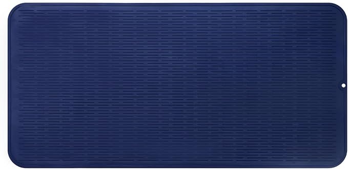 MicoYang Silicone Dish Drying Mat for Multiple Usage,Easy clean,Eco-friendly,Heat-resistant Silicone Mat for Kitchen Counter or Sink,Refrigerator or Drawer Liner Navy Blue 5XL 36inches x 18inches