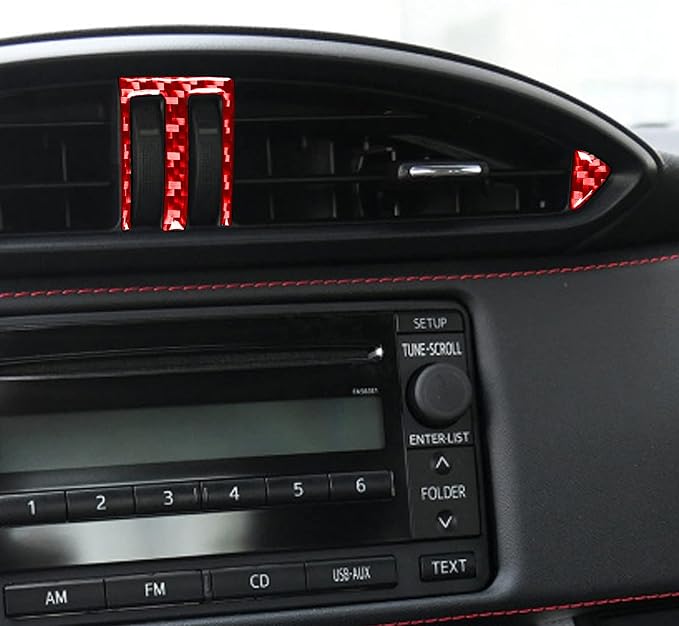 Red Real Carbon Fiber Accessories Central Console Vent A/C Air Vent Decals Compatible with Subaru BRZ/Scion FR-S/Toyota 86 2016 2017 2018 2019 2020 Car Trim Stickers