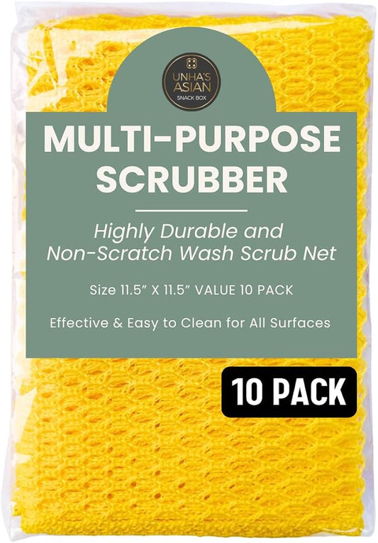 Unha's Mesh Dish Scrubber Cloths, 10 Pack, Product of Korea | quick dry polyester mesh dish scrubbers, reusable dish cloths, non-scratch, pots pans sink cleaning