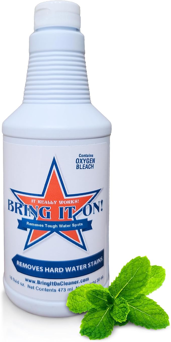 Bring It On Grout Cleaner, Hard Water Stain Remover, Remove Spots on Shower Door, Clean Tile, Fiberglass, Windows, Grout Lines Cleaner 16 Ounce | Hard Water Stain Removal for Glass Shower Doors, Windows, Mirrors, and Bathroom Tile Grout Cleaner