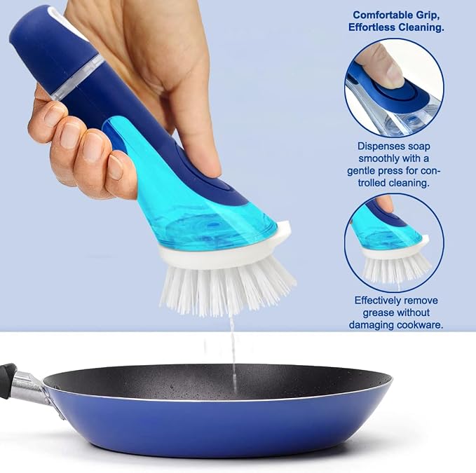 CELOX Dish Brush with Soap Dispenser, Soap Brush for Kitchen Sink