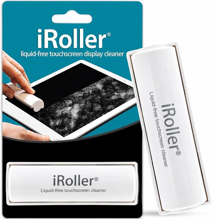 Screen Cleaner by iRoller - No Need for Spray or Wipes - Liquid Free iPad Screen Cleaner Roller Tool - Washable & Reusable - Phone Screen Cleaner Ideal for iPhone, Laptop, Computer Touchscreen - 3.5"