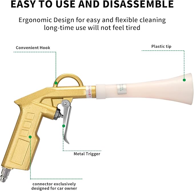 GOCCIDA Air Blow Gun Car Detailing Interior Car Cleaning Gun Car Dryer | Air Blower for Car Detailing Air Gun Car Dust Cleaner Air Compressor Blower Gun with Nozzle and Auto Detailing Dusting Brush