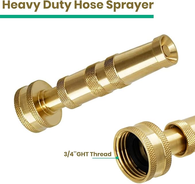 Ustope Garden Hose Nozzle, High Pressure Water Hose Nozzle Sprayer Head,fits 3/4” Garden Hose Thread,for Lawn & Garden,Washing Cars,Watering Garden,Cleaning,Showering Dogs&Pets（Brass）, AD-05