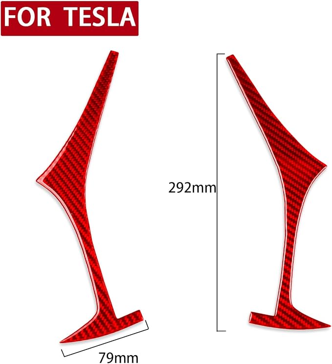 Red Real Carbon Fiber Trim for Tesla Accessories | for Model 3 2017-2022 / Model Y 2020-2024 Headlight Eyebrow Sticker Interior Thick Overlay Decal
