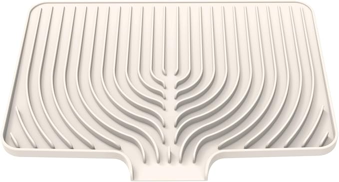 Dish Drying Mat for Kitchen Counter, with Built-in Drain Lip, Food-Grade Silicone, Easy Clean Pad for Countertop Protection, Multi-Functional Use (18x11.8, Beige)