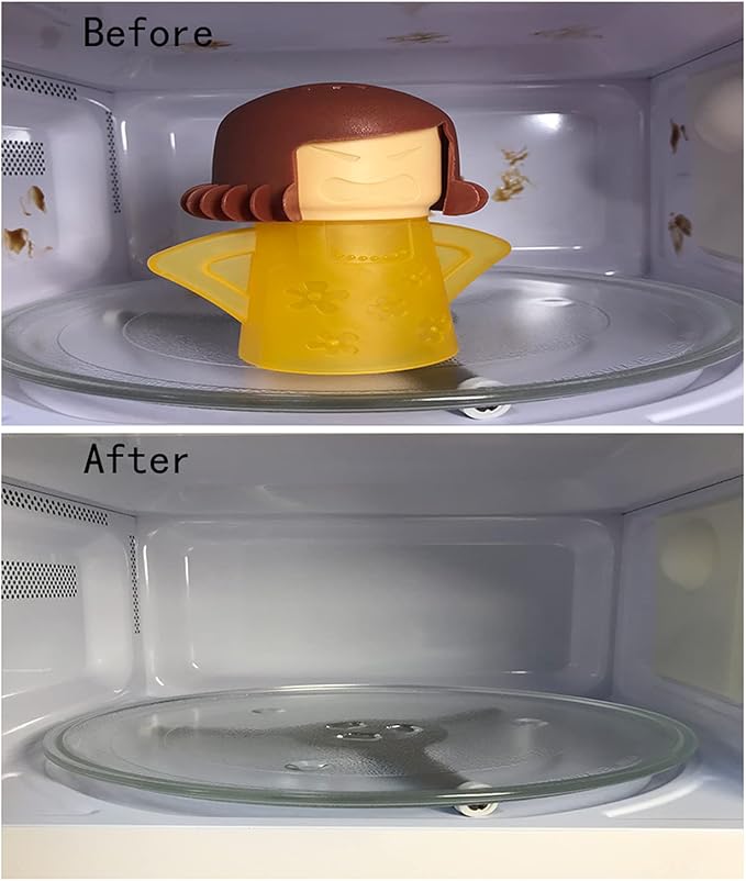 Asltw Angry Mom Microwave Oven Steam Cleaner, Clever Mama Microwave Cleaner, the Fun and Easy Way to Steam Clean Your Microwave, Cut Cleaning Time by Half (Yellow)