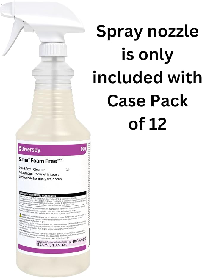 Diversey 903529270 Suma Foam Free Liquid Oven & Fryer Cleaner, Degreaser for Oven, Grill & Range Hood, Ready-to-Use Spray, 32-Ounce