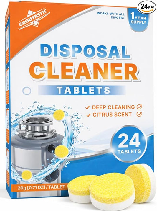 Garbage Disposal Cleaner Tablets – Citrus Foaming Tablets for Sink & Drain Deodorizing | 24 Pack, 1 Year Supply | Removes Odor, Grease & Food Buildup | Fits All Disposals