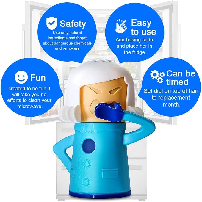 Abnaok 2PCS Angry Mama Microwave Cleaner with Chilly Mama Fridge Cleaner, Easily Clean in Minutes, Microwave cleaner Steam for Home or Office with English Manual