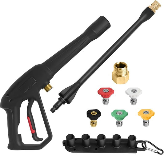 Pressure Washer Spray Gun, for Ryobi Pressure Washer Gun | with Jet Wand and 5 Spray Nozzles, M22-14MM, M22-15MM
