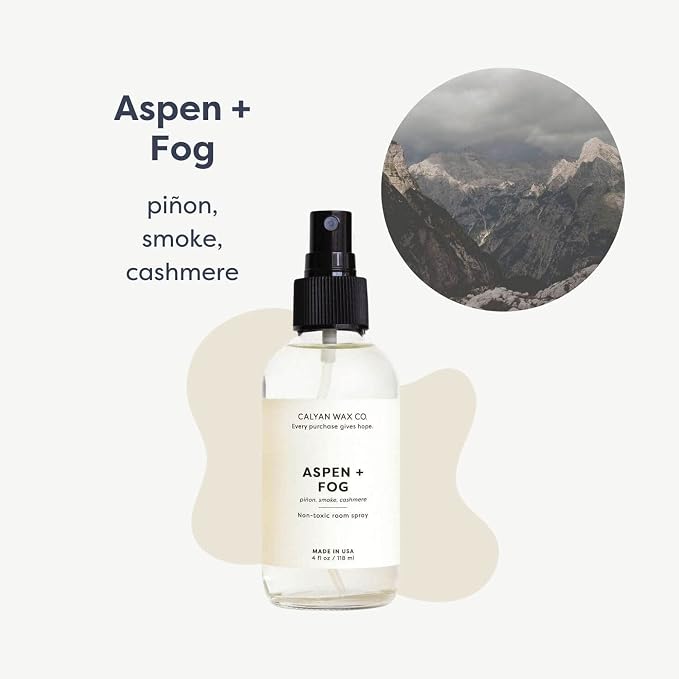 Calyan Wax Co. Aspen & Fog Room Spray - Natural Room Deodorizer | Long Lasting Clean Air Freshener - Room Spray for Luxurious Home Fragrance - Bedroom, Bathroom & Car Spray - 4 fl oz