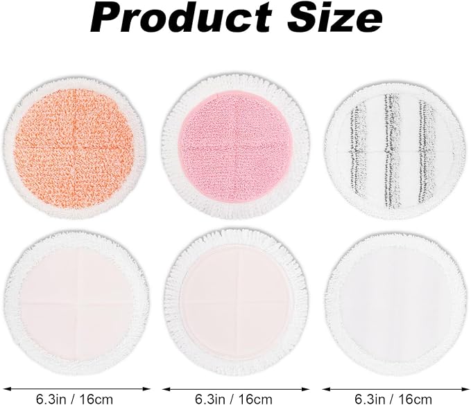 Electric Mop Pads, 6.3in Heavy Scrub Spin Mop Pads for Most Cordless Electric Spin Mop, Round Mop Replacement Pads for Floor Cleaning(8 Pack)