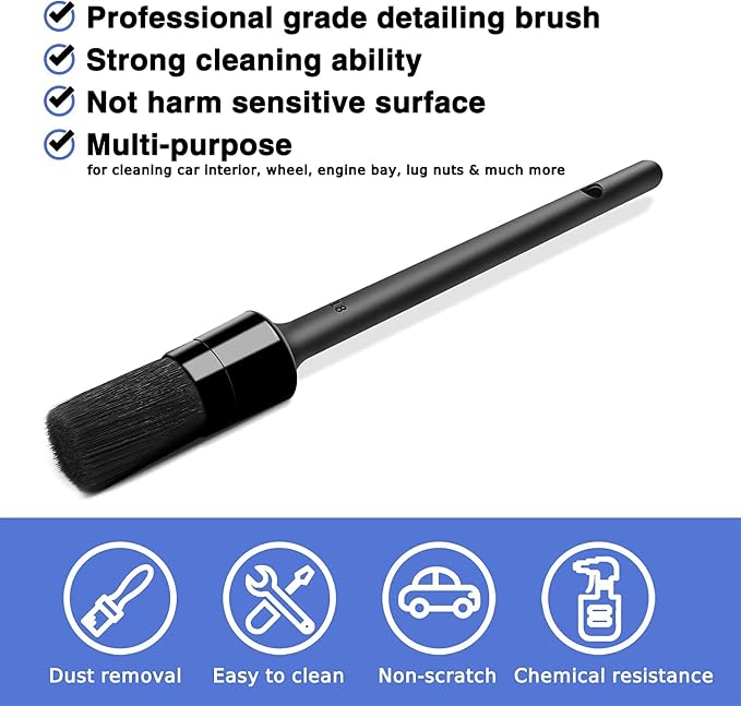 HMPLL 10pcs Detailing Brush Set, Multi-Purpose Car Detailing Brushes | for Cleaning Car Interior, Exterior, Engine, Leather, Including 5 car Cleaning Brush, 3 Wire Brush, 2 Air Vent Brush,Black