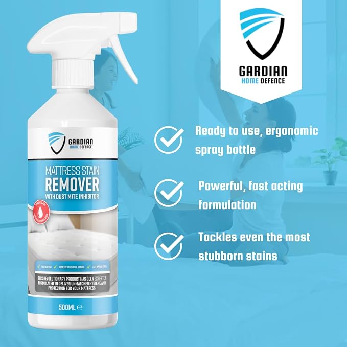 Gardian Mattress Stain Remover Spray Extra Strong 500ml Removes Urine Sweat Blood Fast Acting Cleaner