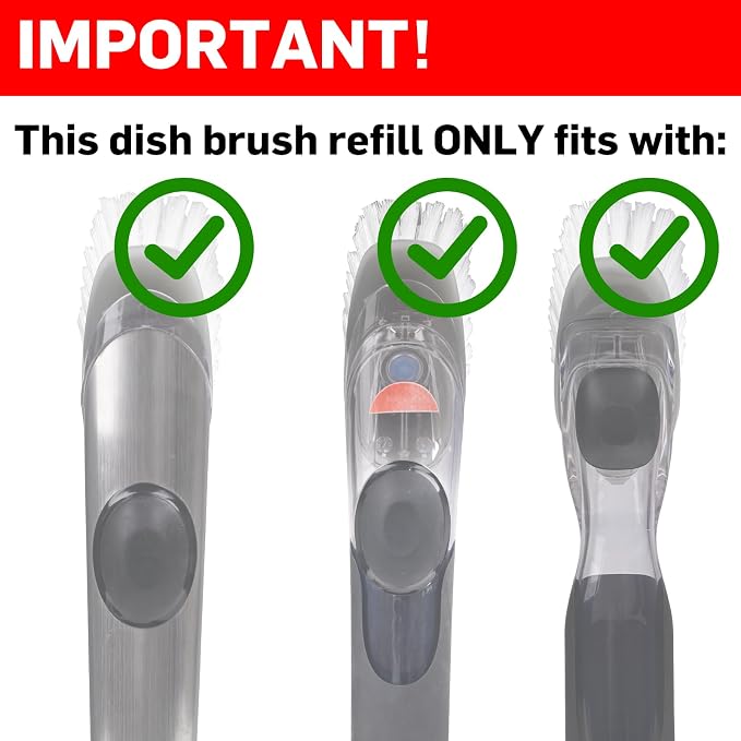 4 Pack Dish Brush Refills, Dish Brush Replacement Head for OXO Steel Soap Dispensing Dish Brush