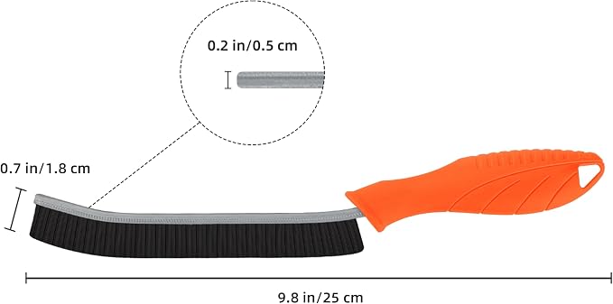 FOOGWEE Hard Bristle Crevice Cleaning Brush - Cleaning Supplies - Grout Cleaning Brushes for Household Use - Crevice Cleaning Tool for Bathroom, Home and Kitchen (3, Orange)