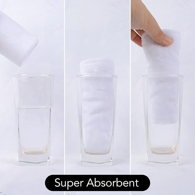 SINLAND Microfiber Facial Cloths Fast Drying Washcloth 12inch x 12inch White 2 pack