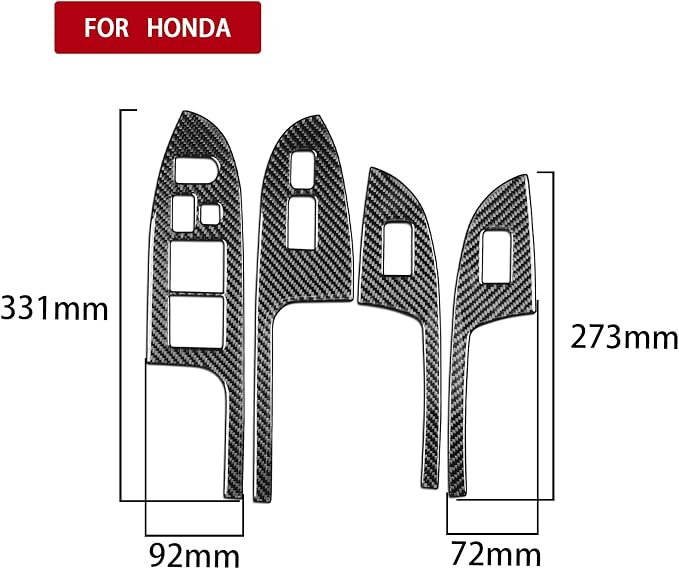 Real Carbon Fiber Trim for Honda Accord Accessories | for 2003 2004 2005 2006 2007，Window Lift Switch Control Button Panel Cover，Interior Dash Panel，Thick Overlay Sticker Decal