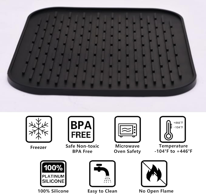 Small Dish Drying Mat, Silicone Dish Mats for Kitchen Countertop, 11.5"x9.1", for Rack Over the Sink, Pots, Pans, Glassware, Silverware, Stemware, Car Center Cap, Dishwasher safe, Reusable