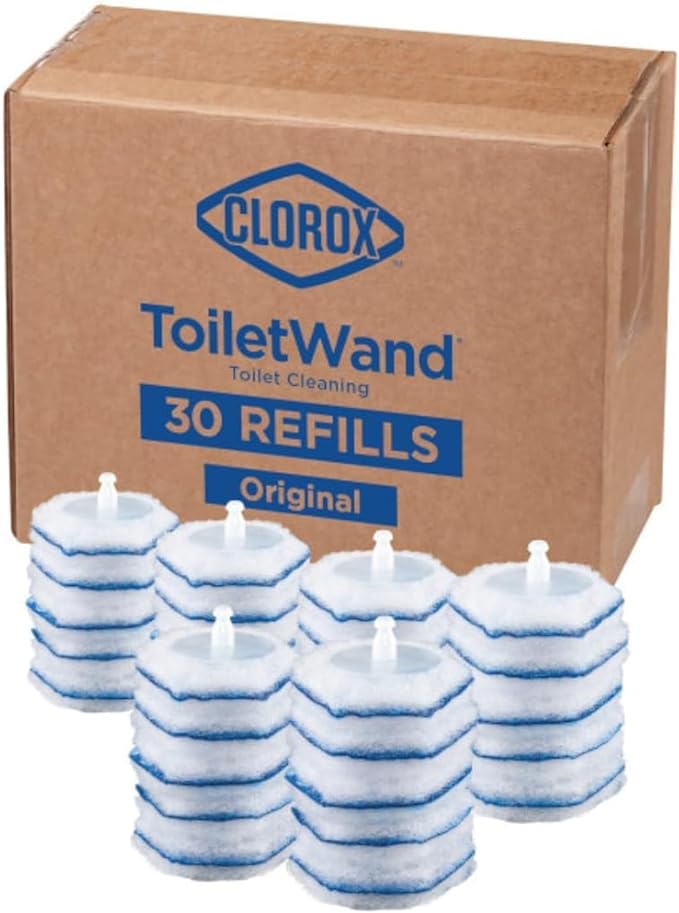 Clorox ToiletWand Disposable Toilet Cleaner Refills, 30 Count, Kills 99.9% of Germs and Viruses, Touch-Free Toilet Cleaning, Original Scent