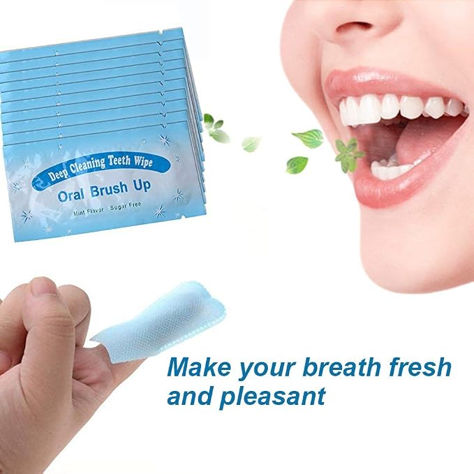 100pcs Disposable Textured Deep Cleaning Teeth Wipes Finger Brush Oral Brush Clean Wipes