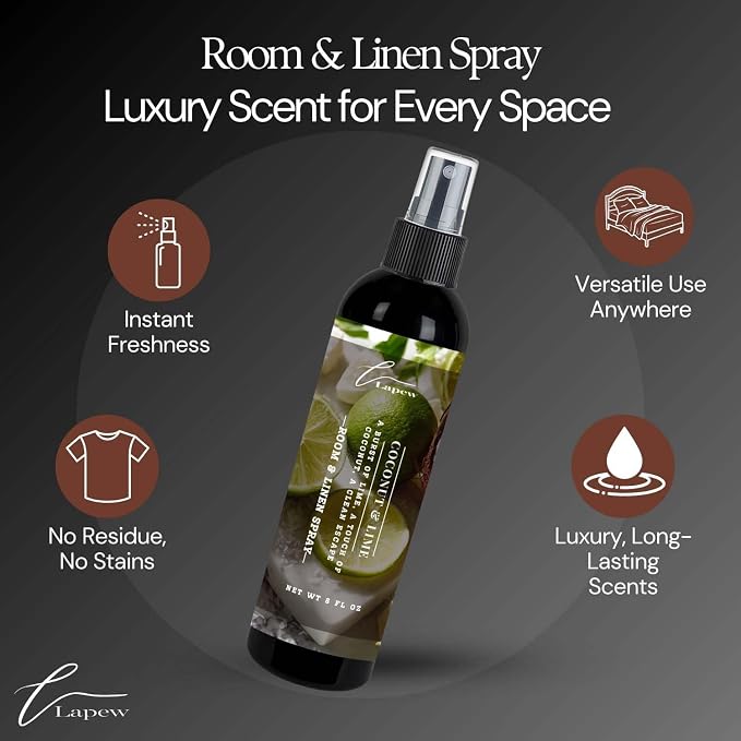 Lapew Room & Linen Spray | Fragrance Mist for Home, Car & Office | Fabric & Air Freshener | Neutralizing Mist | Made in USA | Coconut & Lime