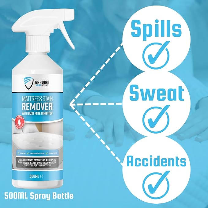 Gardian Mattress Stain Remover Spray Extra Strong 500ml Removes Urine Sweat Blood Fast Acting Cleaner