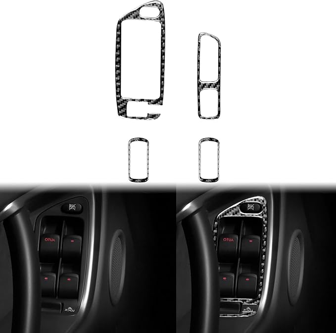 JKYUKU Real Carbon Fiber for Subaru Accessories Door Glass Lifting Control | for Legacy/Outback 2005-2009, Black Door Glass Lifting Control Window Power Switch Buttons Sticker, Premium Sporty Look
