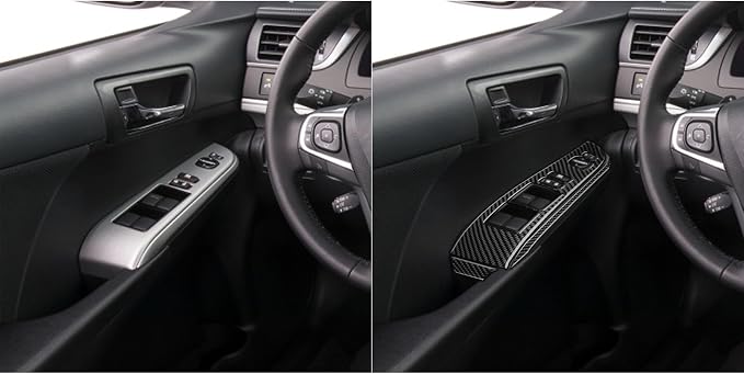 Real Carbon Fiber Trim for Toyota Camry Accessories | for 2012 2013 2014 Door Glass Lifting Control Panel Window Switch Panel Sticker Interior Thick Overlay Decal 6PCs