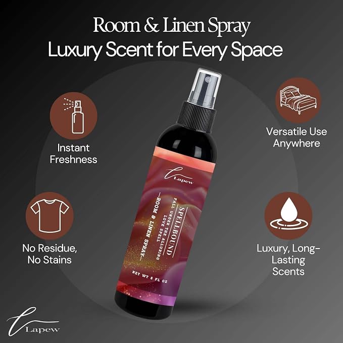 Lapew Room & Linen Spray | Fragrance Mist for Home, Car & Office | Fabric & Air Freshener | Neutralizing Mist | Made in USA | Spellbound