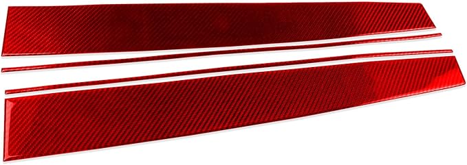 Red Real Carbon Fiber Trim for Tesla Accessories | for Model 3 2017-2022 / Model Y 2020-2024 Dashboard Instrument Panel Sticker Interior Thick Overlay Decal