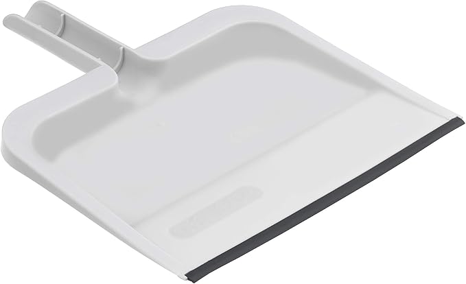 Superio Clip-On Dustpan with Rubber Lip - 10-inch Wide Durable Plastic Dust Pan with Comfort Grip Handle, White, 2-Pack