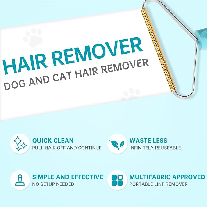 Pet Hair Remover, Dog Cat Carpet Rake, Lint Remover Shaver for Sofas-2pack | Wool Hand Pet Hair Removal Tool, Cleans Carpets Car Cushions Pet Beds Furniture, Works on All Fabric & Rug