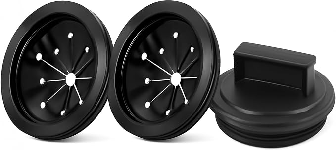 3 Pcs Garbage Disposal Splash Guard Set – Includes 2 Rubber Sink Splash Guards & 1 Disposal Cover – 3-Inch Universal Fit for Waste King, Whirlaway, GE, Sinkmaster, and Other Standard Models