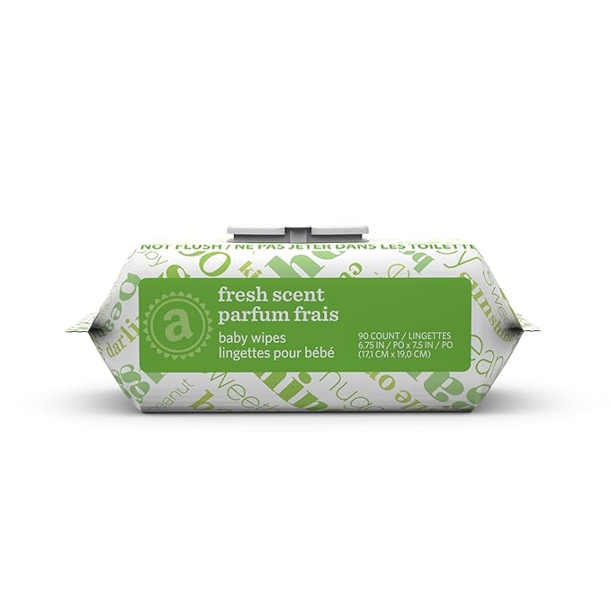 Amazon Elements Baby Wipes, Fresh Scent, Flip-Top Packs, Alcohol-Free, With Cucumber and Aloe, 810 Count, 9 Packs of 90